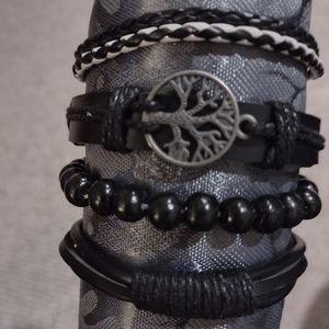 Black Slipknot Bracelets (set of 4)